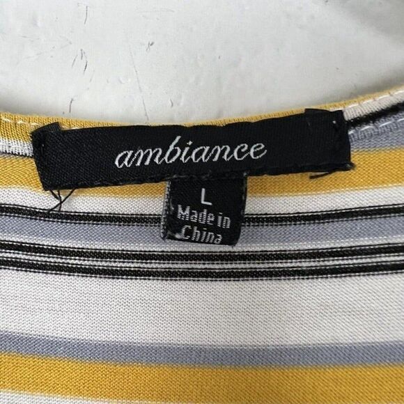 Ambiance Women’s Retro Yellow Striped Long Cardigan Lightweight Size Large - Picture 3 of 11